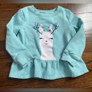 Toddler girl 4T sweatshirt softest fleece Llama Print Kids peplum Top stars